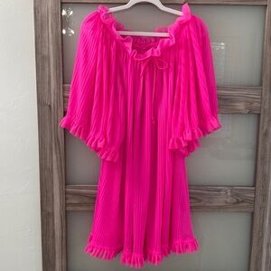 Vintage hot pink chiffon peignoir